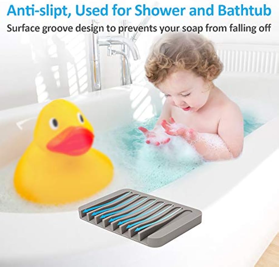 4PCS Self-Draining Silicone Bar Soap Dish and Holders for Shower | Easy Clean, Can Extend Soap Life, Premium Sponge Holder for Sink, Kitchen, Bathroom, or Counter, Soap Tray for Shower