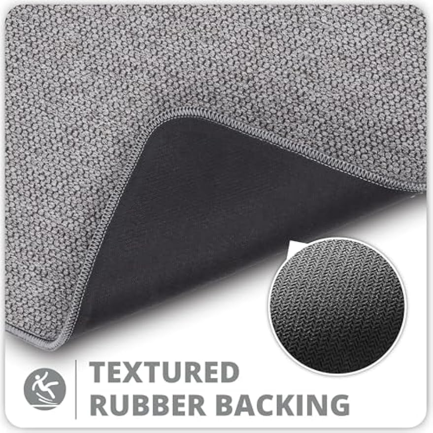 Bath Mat,Ultra Thin Bathroom Rugs,Rubber Bath Mats for Bathroom,No Slip Bath Rugs,Quick Dry,Machine Washable,Low Pile,Absorbent,Shower Outside,Sink,Home Decor Accessories.Grey,1'5"x2'3"(17x27Inch)