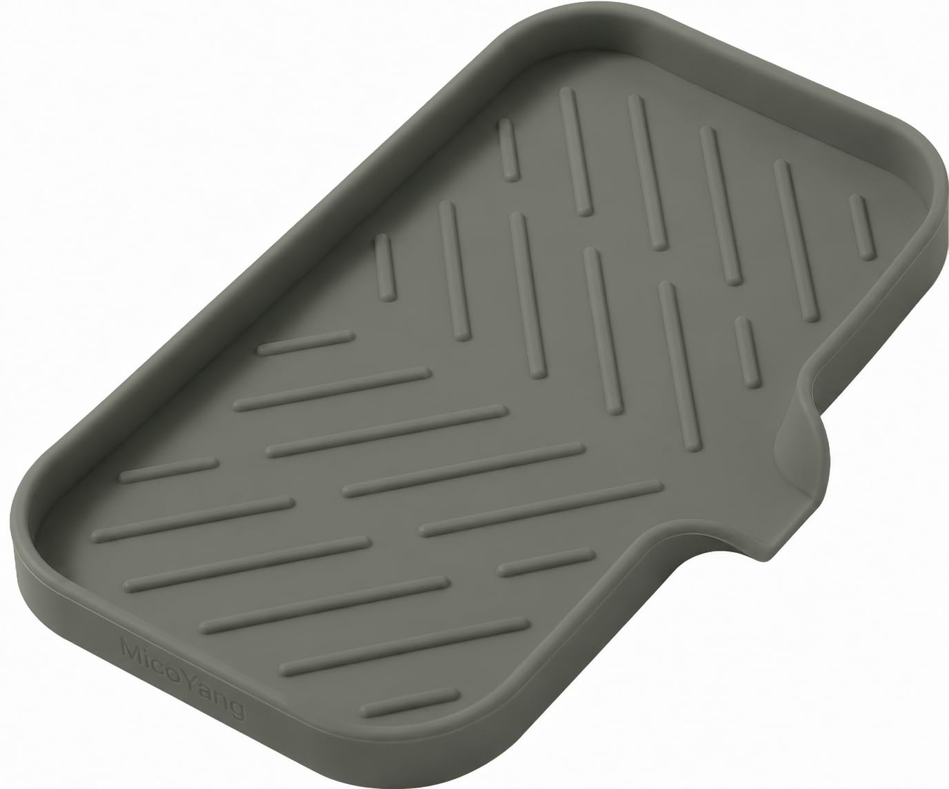 MicoYang Silicone Soap Dish with Drain Spout, Self-Draining Sink Organizer Tray for Bathroom and Kitchen, Sponges, Dispensers and Soap Holder, Non-Slip and Dishwasher Safe, Black (Compact, 4.9"×3.2")