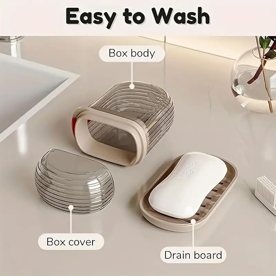 1pc Portable Soap Box with Lid, Sealed Drainage Design PET Material, ldeal for Travel & Outdoor Leisure -Mini Storage Soap Holder for Camping, Hiking, Outdoor Personal Care Hygiene