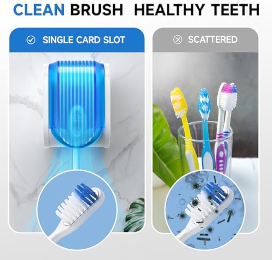 Toothbrush Holders for Bathrooms【Upgrade Single Slot Design】 Toothbrush Holder Wall Mounted with Cover Moisture-Proof and Dust-Proof Toothbrush Storage Organizer for Shower Family and Travel 5PCS