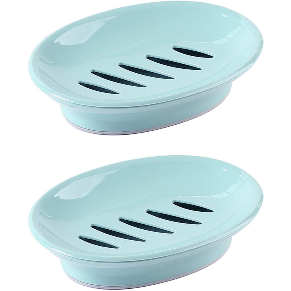 WYOK 2-Pack Soap Dish Plastic Soap Holder with Drainage for Shower (White) | Bar Soap Tray, Soap Case with Drain, Keep Soap Dry, Self Draining, Non-Slip, Easy Cleaning, For Bathroom Kitchen Sink