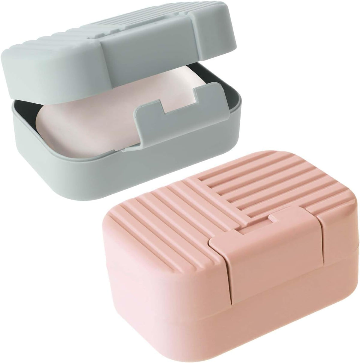 Dimeho 2 Pcs Soap Holder Case Portable Bar Soap Box Plastic Soap Dish | Travel Leakproof Soap Storage Container, with Lid Cover, for Bathroom Shower Kitchen Sink, Travel Camping Hiking Gym Outdoor