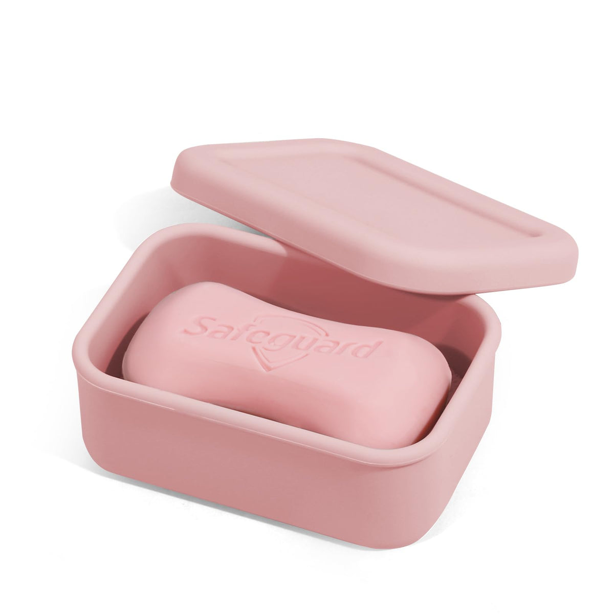 Leak Proof Silicone Travel Soap Case with Draining Tray - Bar Soap Holder for Travel, Gym & Camping - Mess-Free Portable Soap Container for Carry-on Bags (Light Pink)