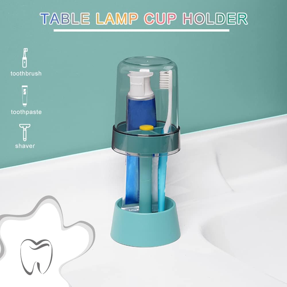 Toothbrush Holder Stand with Covered Cup/Cover, 3-Slot Organizer, Blue | Toothpaste Holder Stand Compatible with Regular Toothbrushes, Travel Hotel Bathroom Dental Storage Organizer for Toothpaste