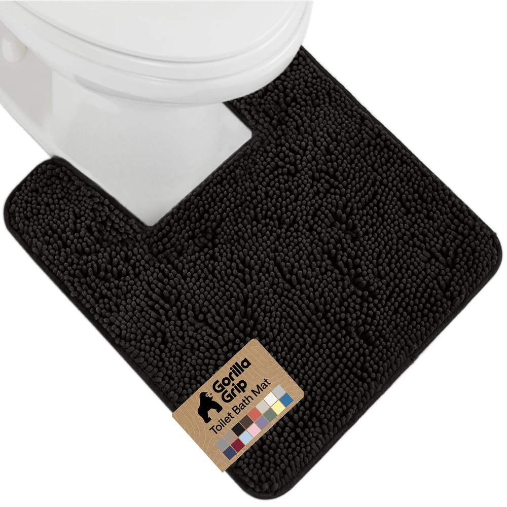 GORILLA GRIP Bath Rug Mat for Bathroom, Absorbent Chenille, 24x17 Gray | Soft Thick Quick Dry Microfiber Mats, Rubber Backing, Machine Washable Tub and Shower Floor Rugs, Home Decor Essentials