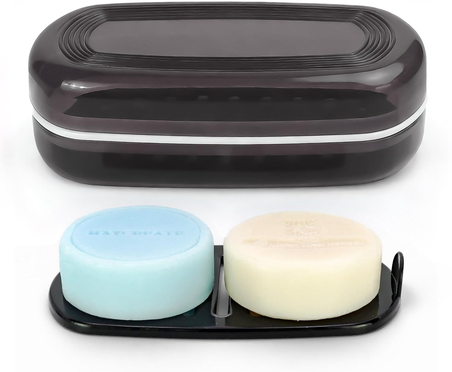OZNER Clear Travel Soap Case Compatible with Kitsch - Leak-Proof Multi-Use Soap Holder with Draining Layer for Shampoo Bars, Conditioner Bars & Soap (Blue,1 Pack)