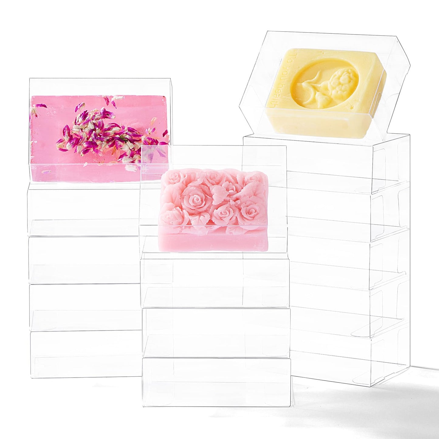 40PCS Kraft Brown Soap Boxes with Window, 3.5x2.36x1.2 Inches, Small Gift Boxes for Homemade Soap, Macarons, Cookies, Candies, Wedding and Birthday Party Favors