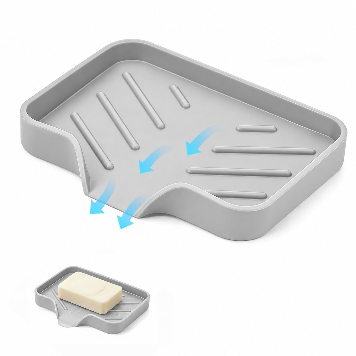 Soap Dish for Bathroom Soap Holder Tray for Shower Kitchen Sink Countertop Bar Soap Storage Container