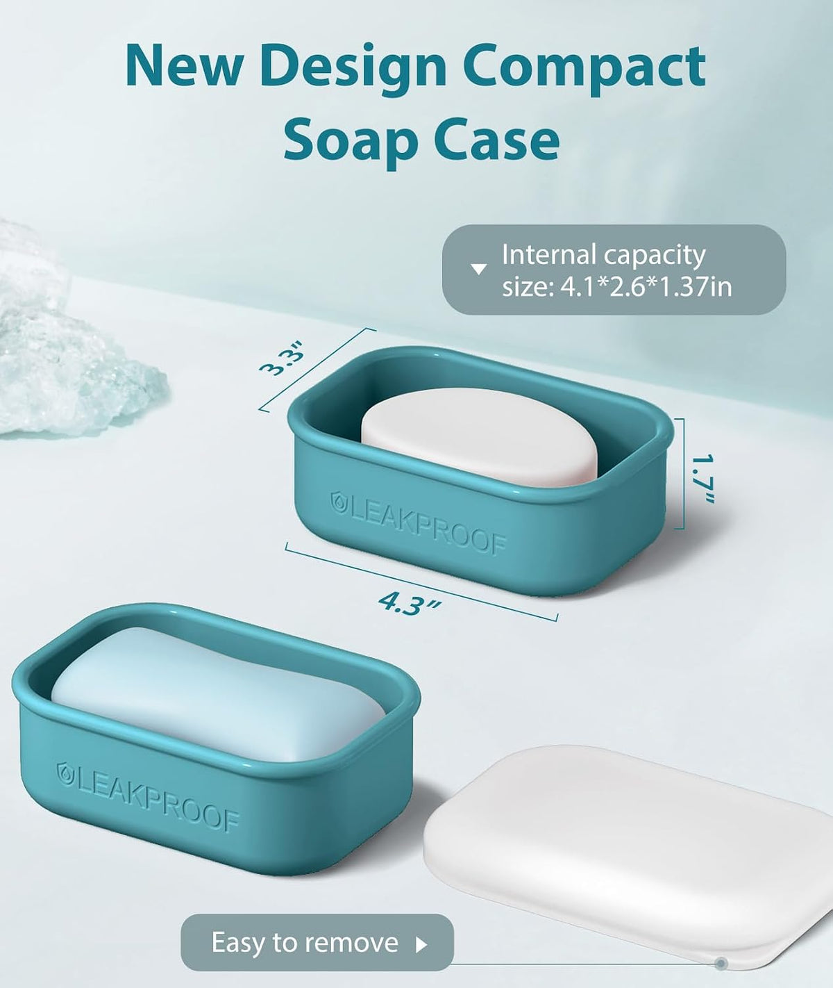 Quatish Compact Leakproof Travel Soap Case, Silicone Soap Box with Draining Layer, Enhanced Soap Container, Suitable for Camping, Gym, Bathroom, Outdoor Essentials, Bluegreen