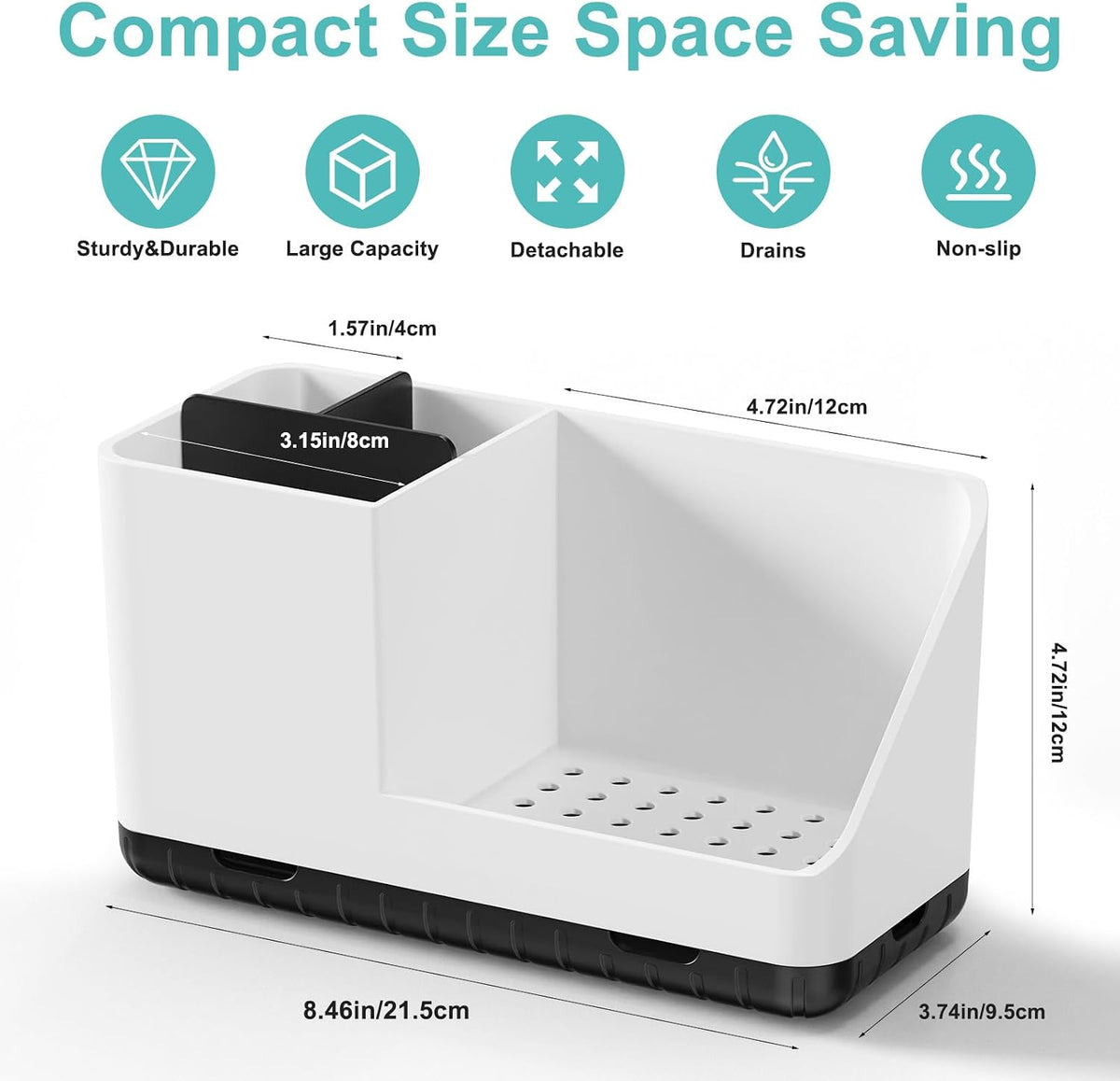 Toothbrush Holders for Bathroom Counter Organizer and Storage (White) | Easy To Clean, Drainage, Non-Slip, Detachable, Kids Electric Toothbrush and Toothpaste Holder for Bathroom