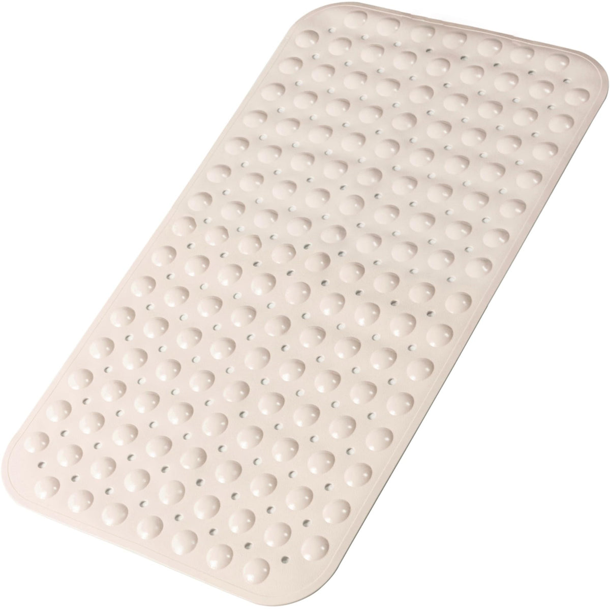 Bathtub and Shower Mats, 28 x 15 Inch Non-Slip Bath Mat, Machine Washable Bath Tub Mat with Suction Cups & Drain Holes for Bathroom, Beige