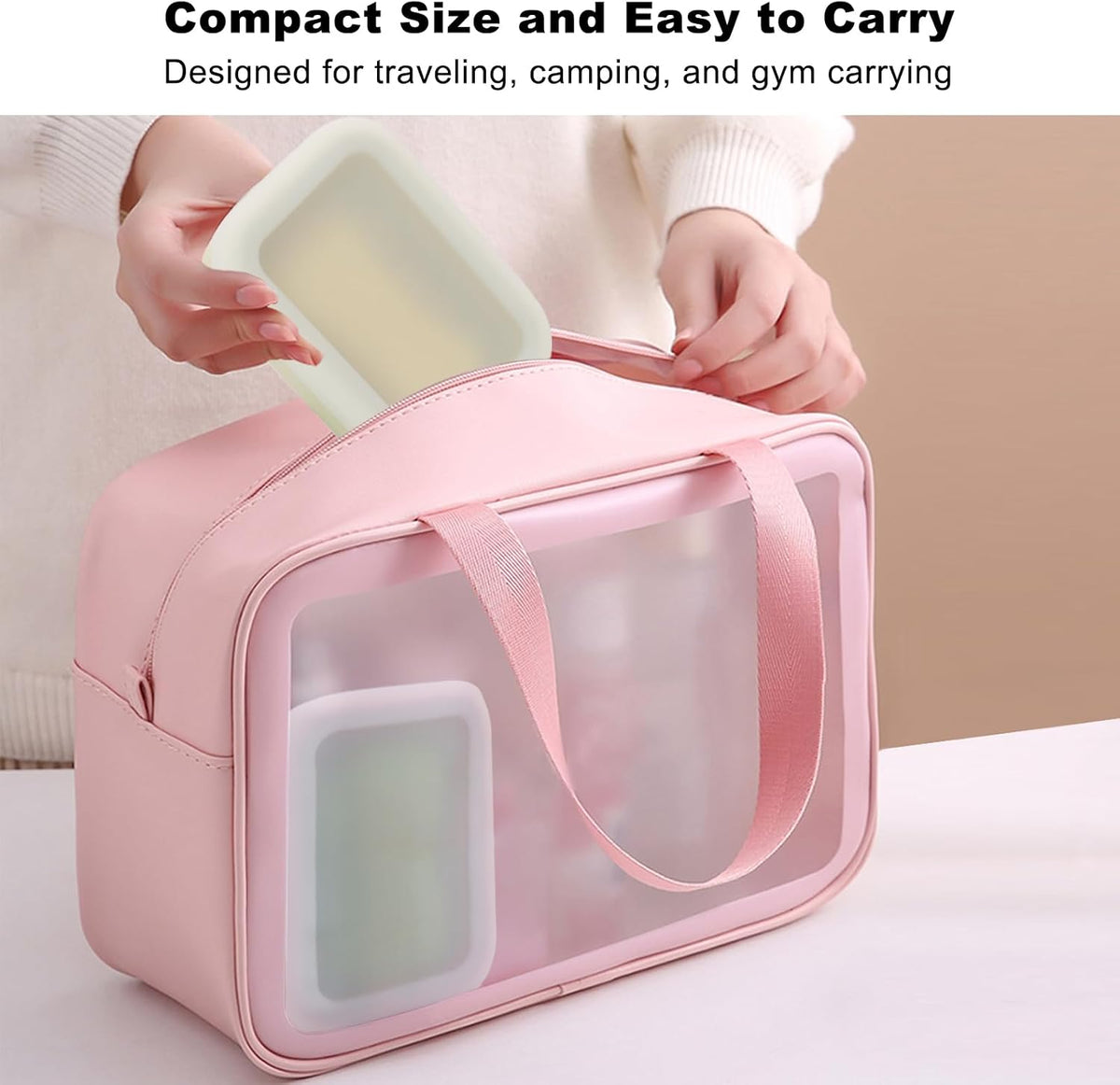 Travel Soap Case, Leak Proof Soap Container, Silicone Soap Box with Drainage Layer, Shatterproof Soap Holder for Travel, Camping, Gym(Off-White, Regular)