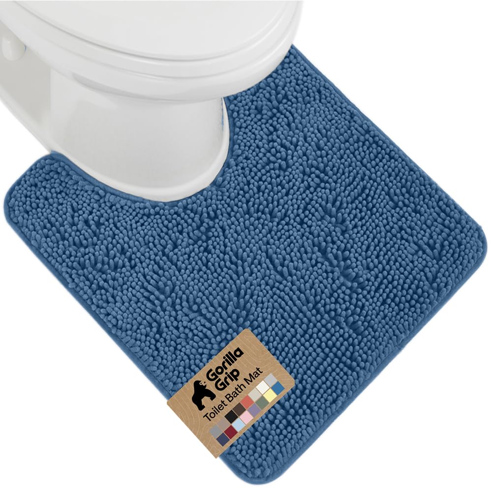GORILLA GRIP Bath Rug Mat for Bathroom, Absorbent Chenille, 24x17 Gray | Soft Thick Quick Dry Microfiber Mats, Rubber Backing, Machine Washable Tub and Shower Floor Rugs, Home Decor Essentials