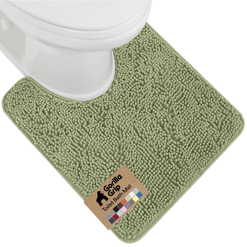 GORILLA GRIP Bath Rug Mat for Bathroom, Absorbent Chenille, 24x17 Gray | Soft Thick Quick Dry Microfiber Mats, Rubber Backing, Machine Washable Tub and Shower Floor Rugs, Home Decor Essentials