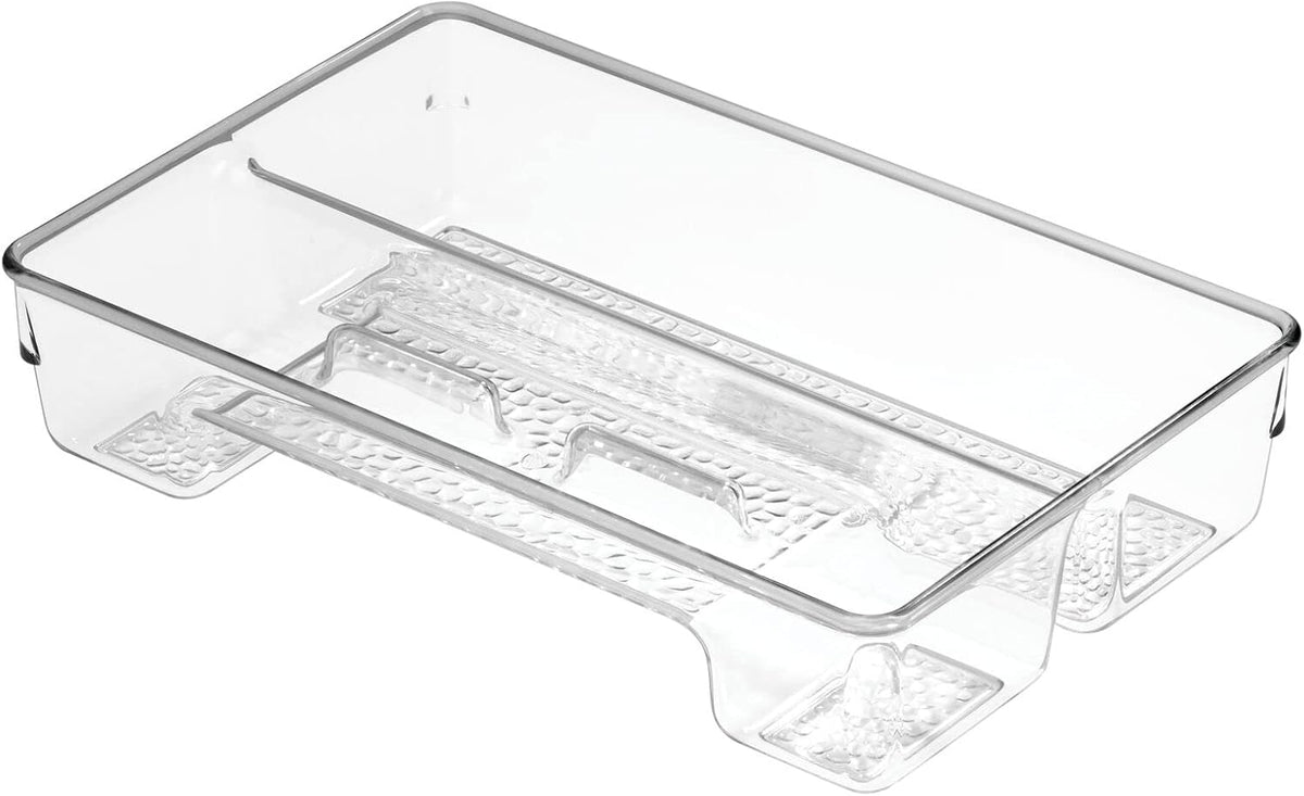 mDesign Plastic Toothbrush Holder, Storage Organizer Bin for Bathroom Vanity, Drawer, Cabinet, Closet - Holds Electric Spin Toothbrush, Toothpaste, Dental Floss Picks, Teeth Whitening Strips - Clear
