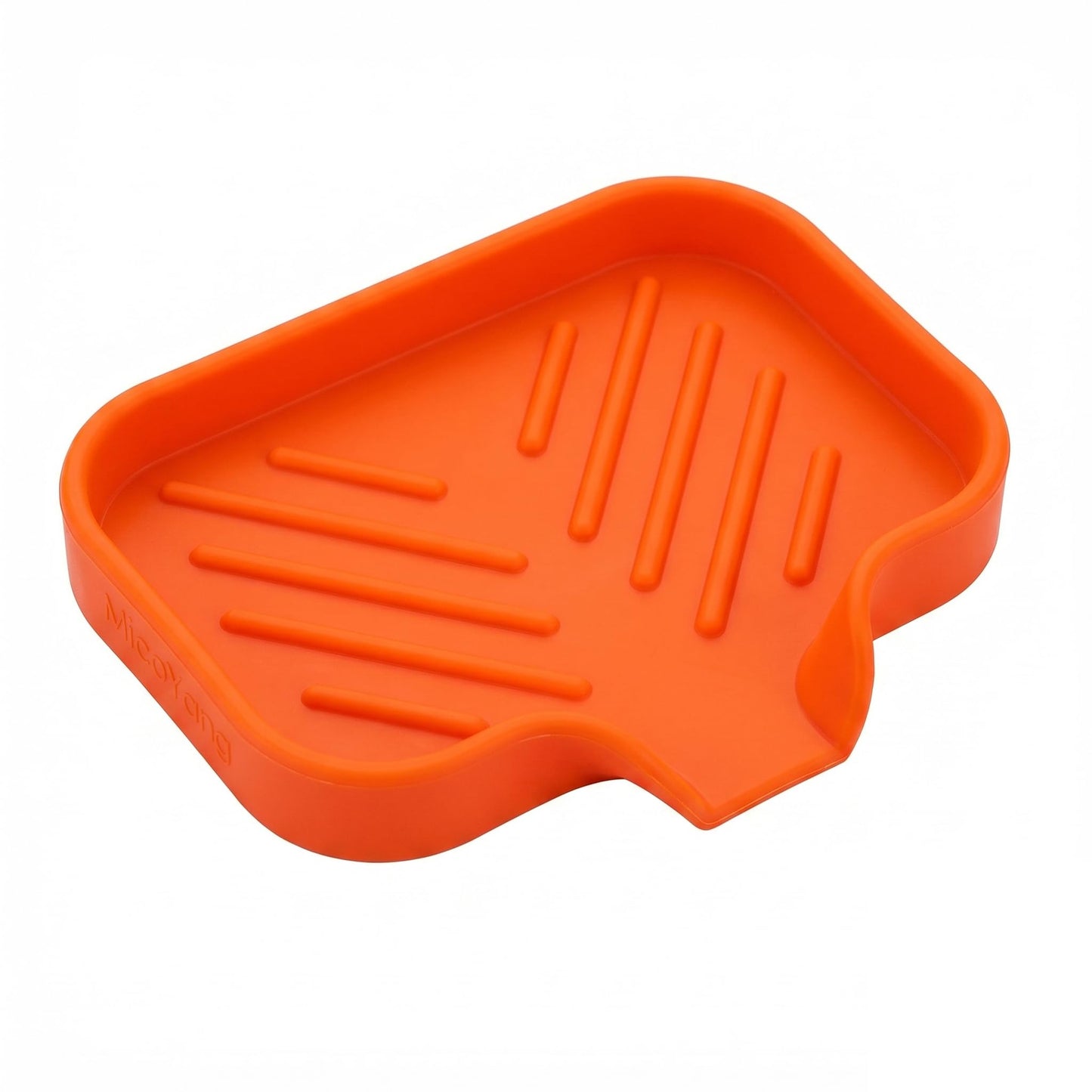 MicoYang Silicone Soap Dish with Drain Spout, Self-Draining Sink Organizer Tray for Bathroom and Kitchen, Sponges, Dispensers and Soap Holder, Non-Slip and Dishwasher Safe, Black (Compact, 4.9"×3.2")
