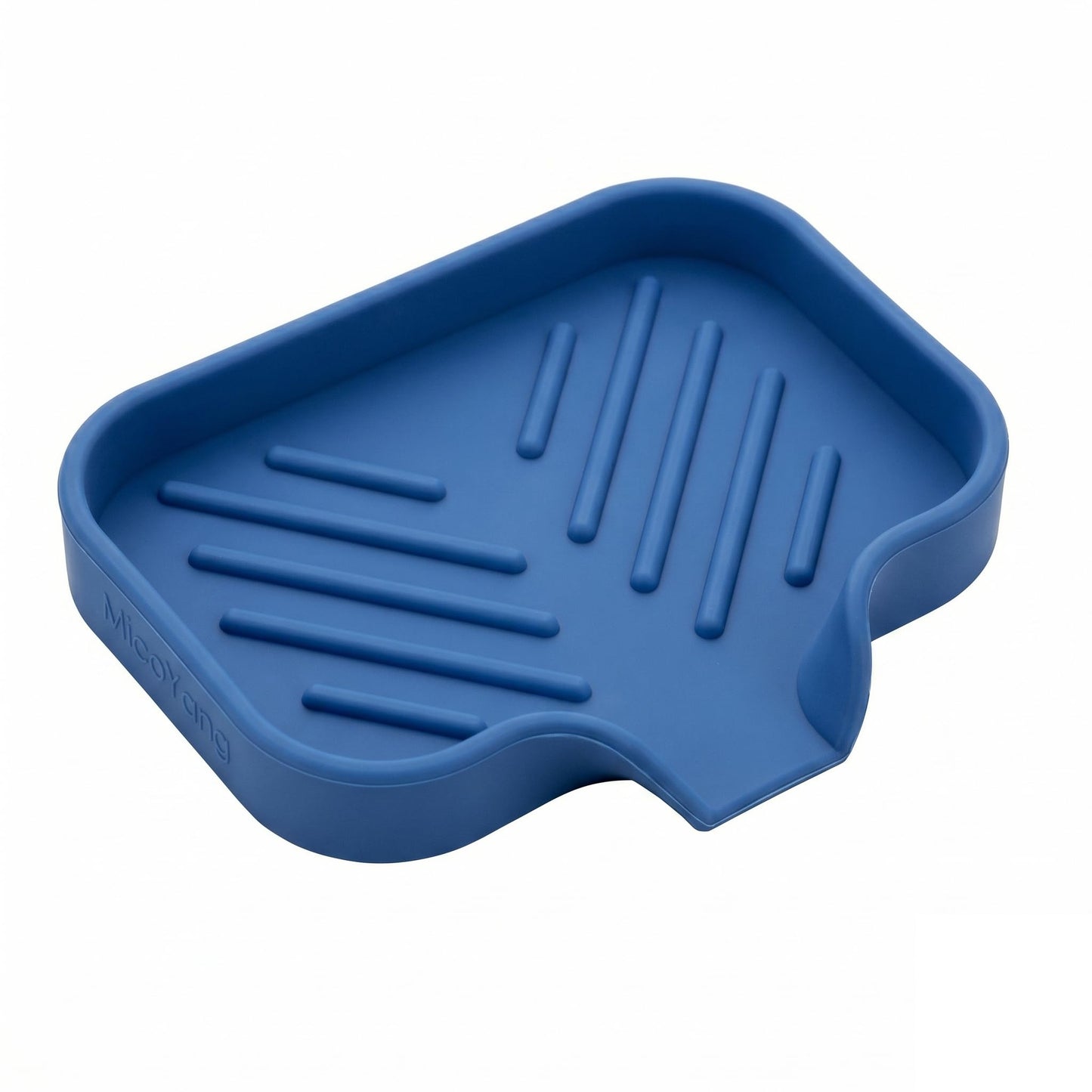 MicoYang Silicone Soap Dish with Drain Spout, Self-Draining Sink Organizer Tray for Bathroom and Kitchen, Sponges, Dispensers and Soap Holder, Non-Slip and Dishwasher Safe, Black (Compact, 4.9"×3.2")