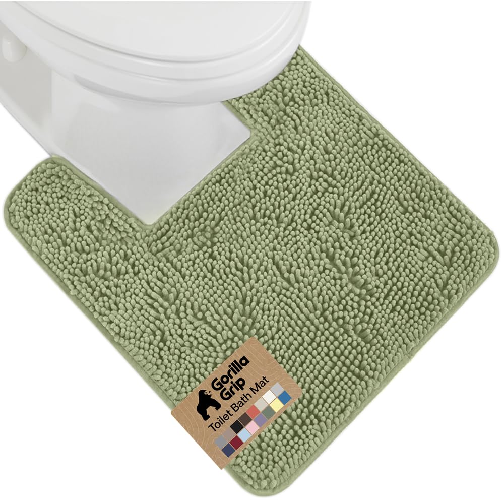 GORILLA GRIP Bath Rug Mat for Bathroom, Absorbent Chenille, 24x17 Gray | Soft Thick Quick Dry Microfiber Mats, Rubber Backing, Machine Washable Tub and Shower Floor Rugs, Home Decor Essentials