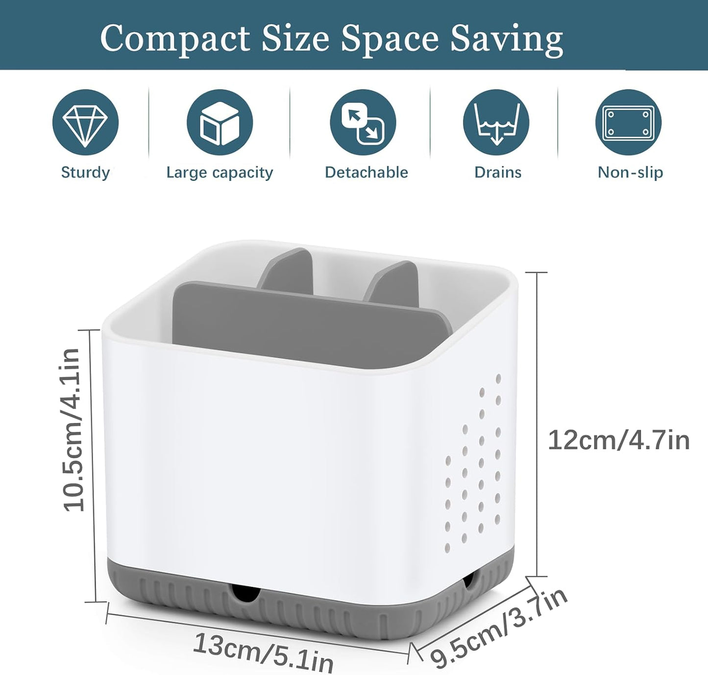 Toothbrush Holders for Bathrooms, Kids Electric Toothbrush Organizer (Grey) | Easy To Clean, Drainage, Removable, Non-Slip, 4 Slots Tooth Brush Holder for Bathroom Countertop Organizer