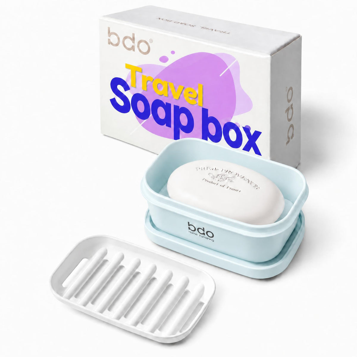 Travel Essentials Soap Holder with Lid,Leakproof Soap Dish with Drainage Layer, Portable Travel Soap Bar Case for Camping, Gym, Bathroom,Kitchen,Dormitory,Hotel(Clear)