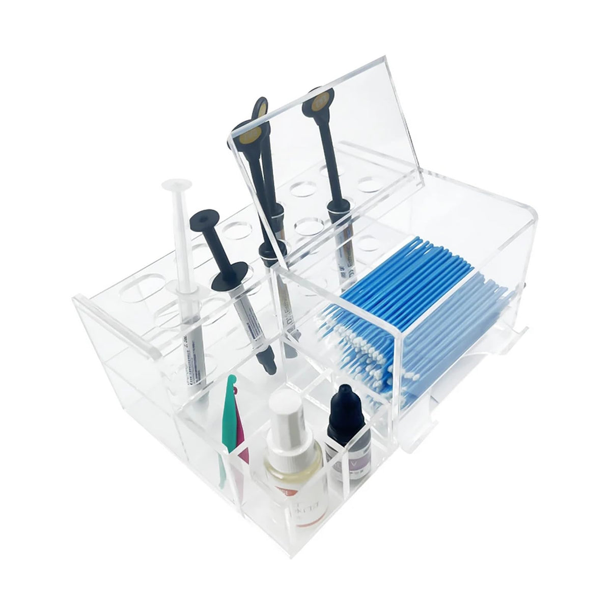 Dental Syringe Acrylic Organizer, YOUYA DENTAL Multi-Function Acrylic Dental Composite Organizer Transparent Resin Holder Applicator for Resin Adhesive Syringes Brush Dispenser Placement Rack (Medium)