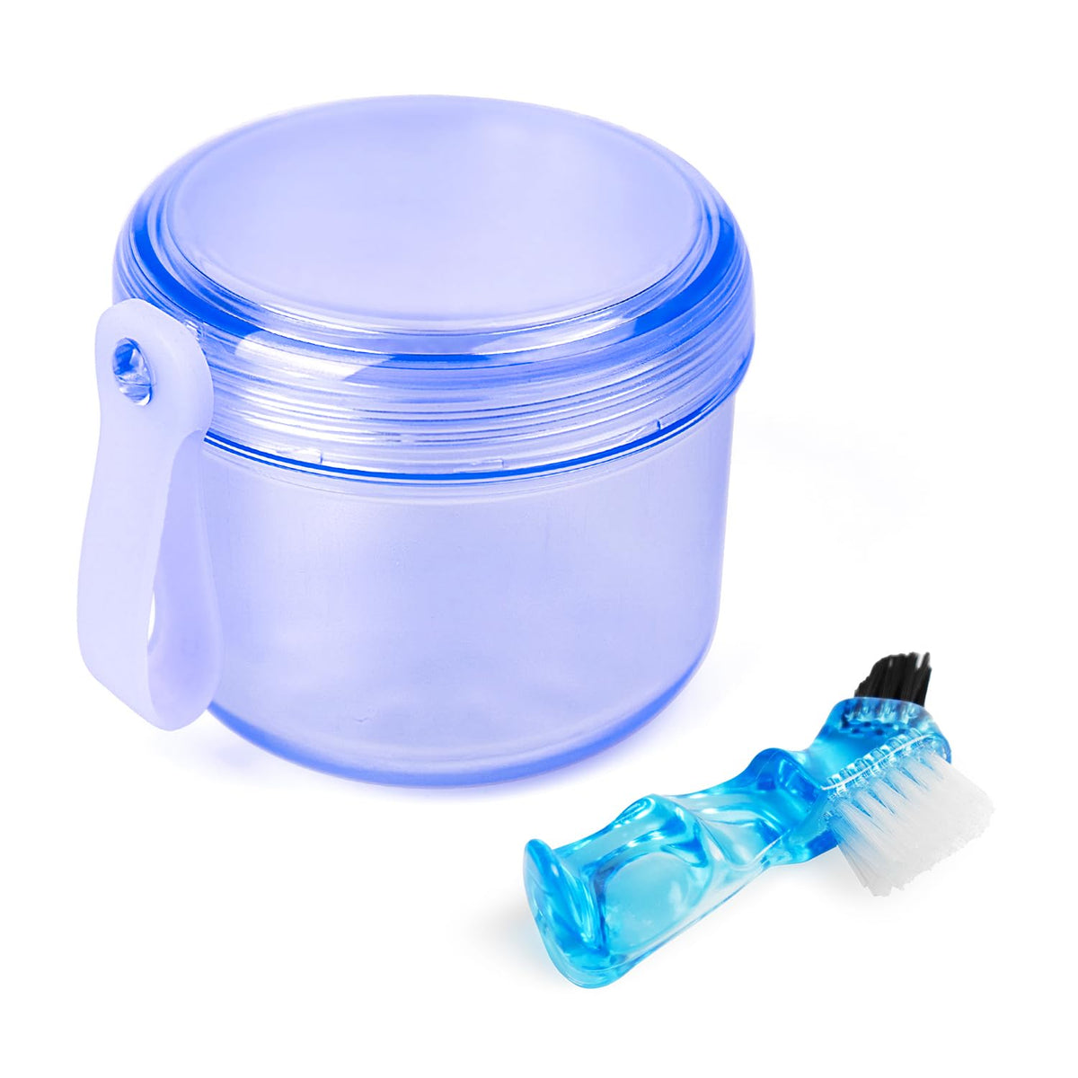 Leak Proof Travel Denture Bath Case for Full Dentures, Denture Cups for Soaking Dentures, Denture Container Cups with Brush for Dentures, Aligner, Retainers, Mouth Guard (Gray)