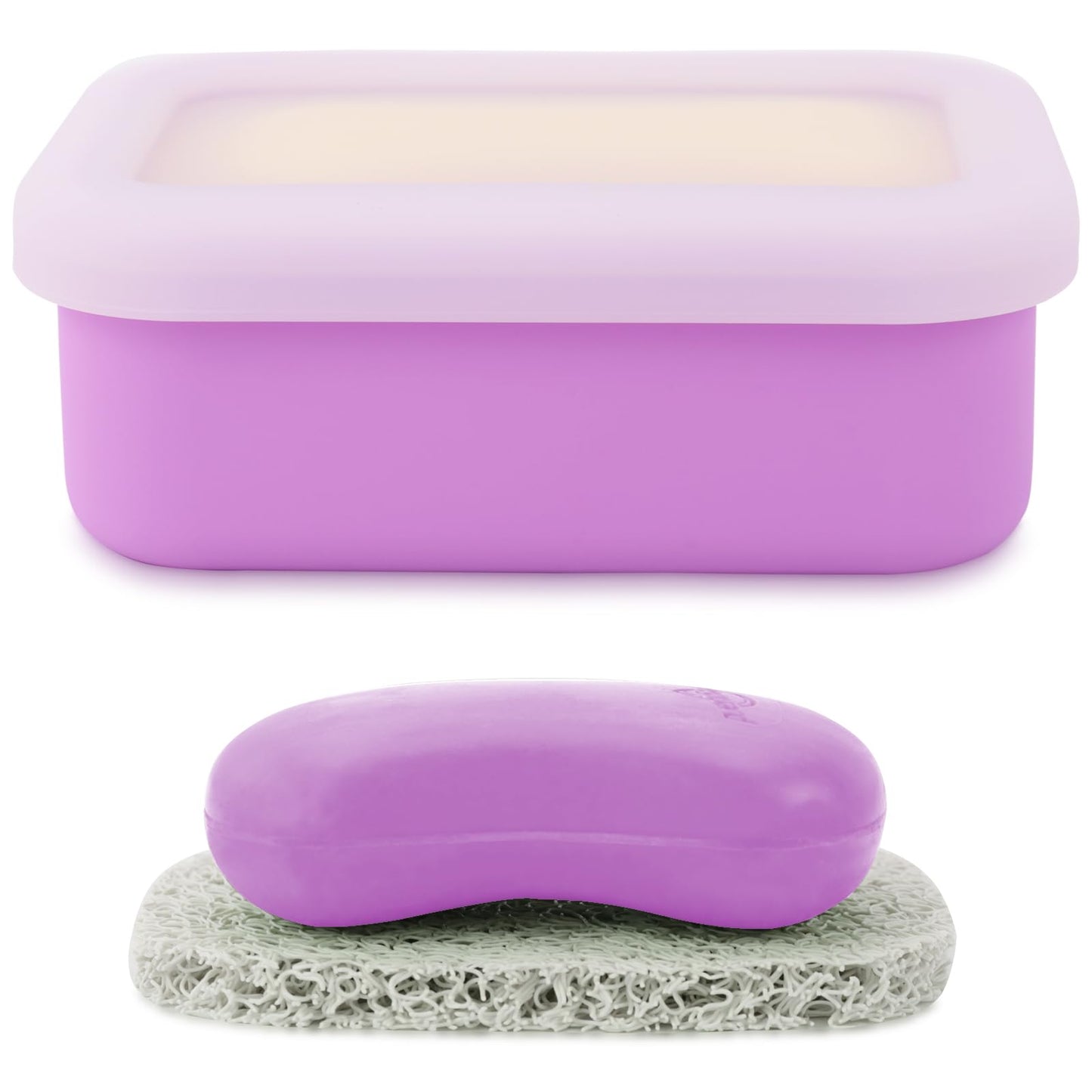 Travel Soap Case, Leak Proof Soap Container, Silicone Soap Box with Drainage Layer, Shatterproof Soap Holder for Travel, Camping, Gym(Off-White, Regular)