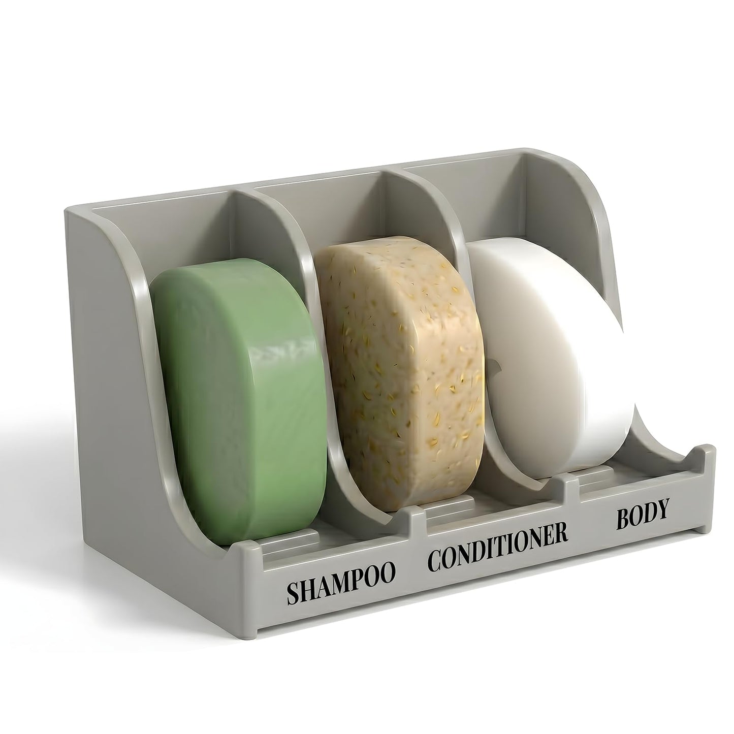 Soap Holder for Shower Wall, 3-Compartment Soap Dish [Patent Pending] | For Shampoo, Conditioner and Body Soap, Fast Draining & Rust-Proof, Strong Adhesive for Long-Term Bathroom Use & Freestanding