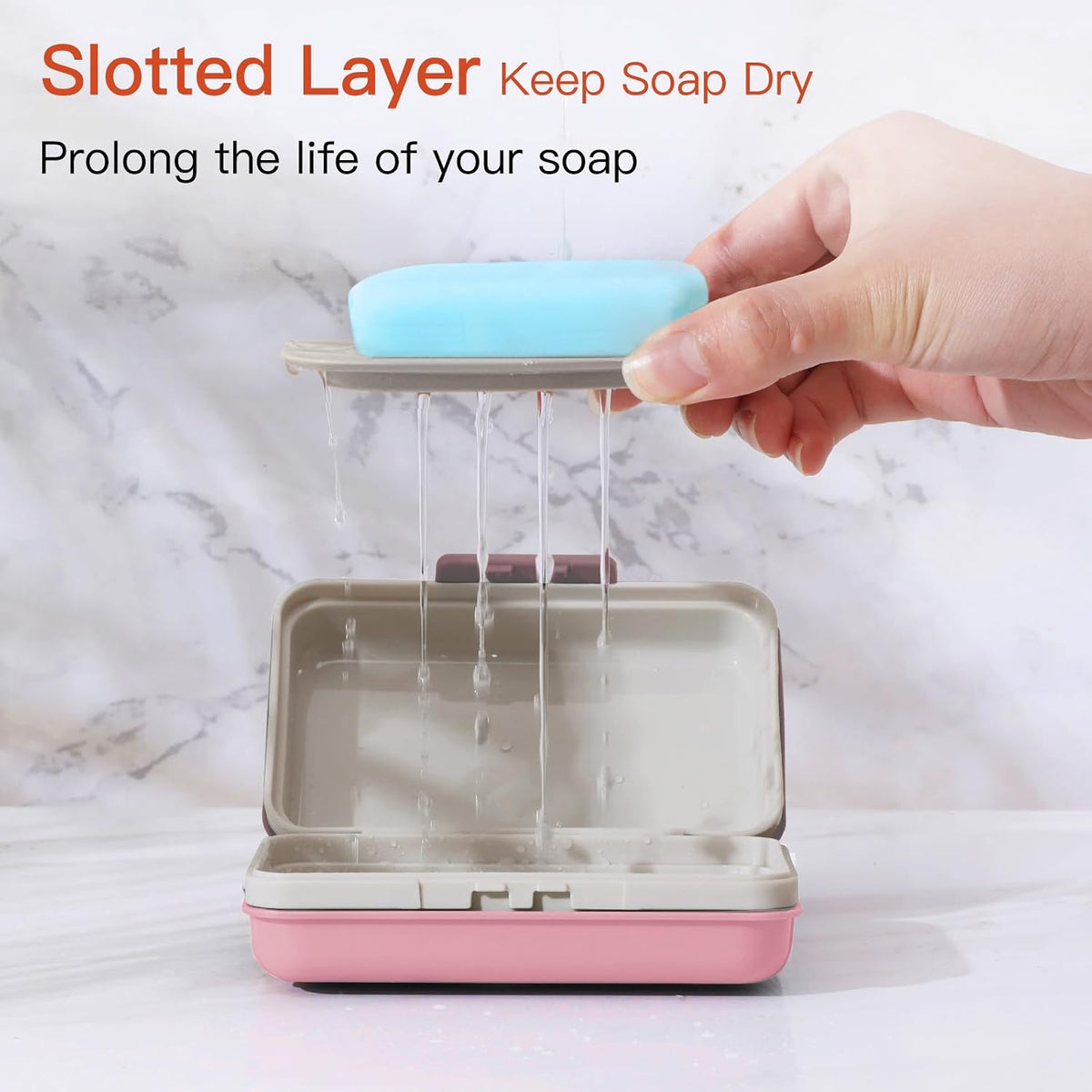 Quatish Leakproof Bar Soap Holder Dish with Lid for Shower, Portable 1 Pack Travel Soap Case Box for Gym, Camping, Hiking, Outdoor Use, Travel Size Toiletries Essentials, Keeps Soap Dry, Pink