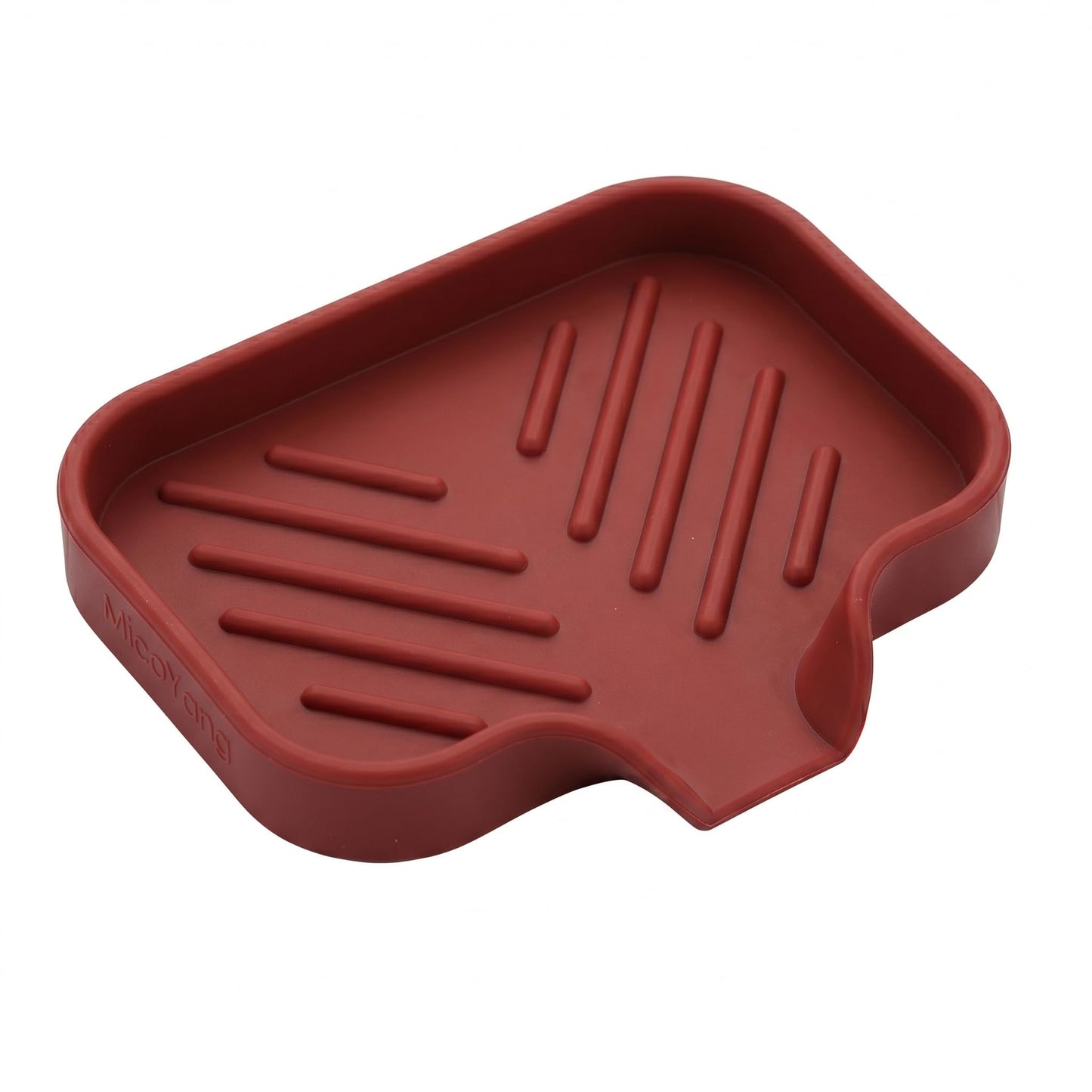 MicoYang Silicone Soap Dish with Drain Spout, Self-Draining Sink Organizer Tray for Bathroom and Kitchen, Sponges, Dispensers and Soap Holder, Non-Slip and Dishwasher Safe, Black (Compact, 4.9"×3.2")