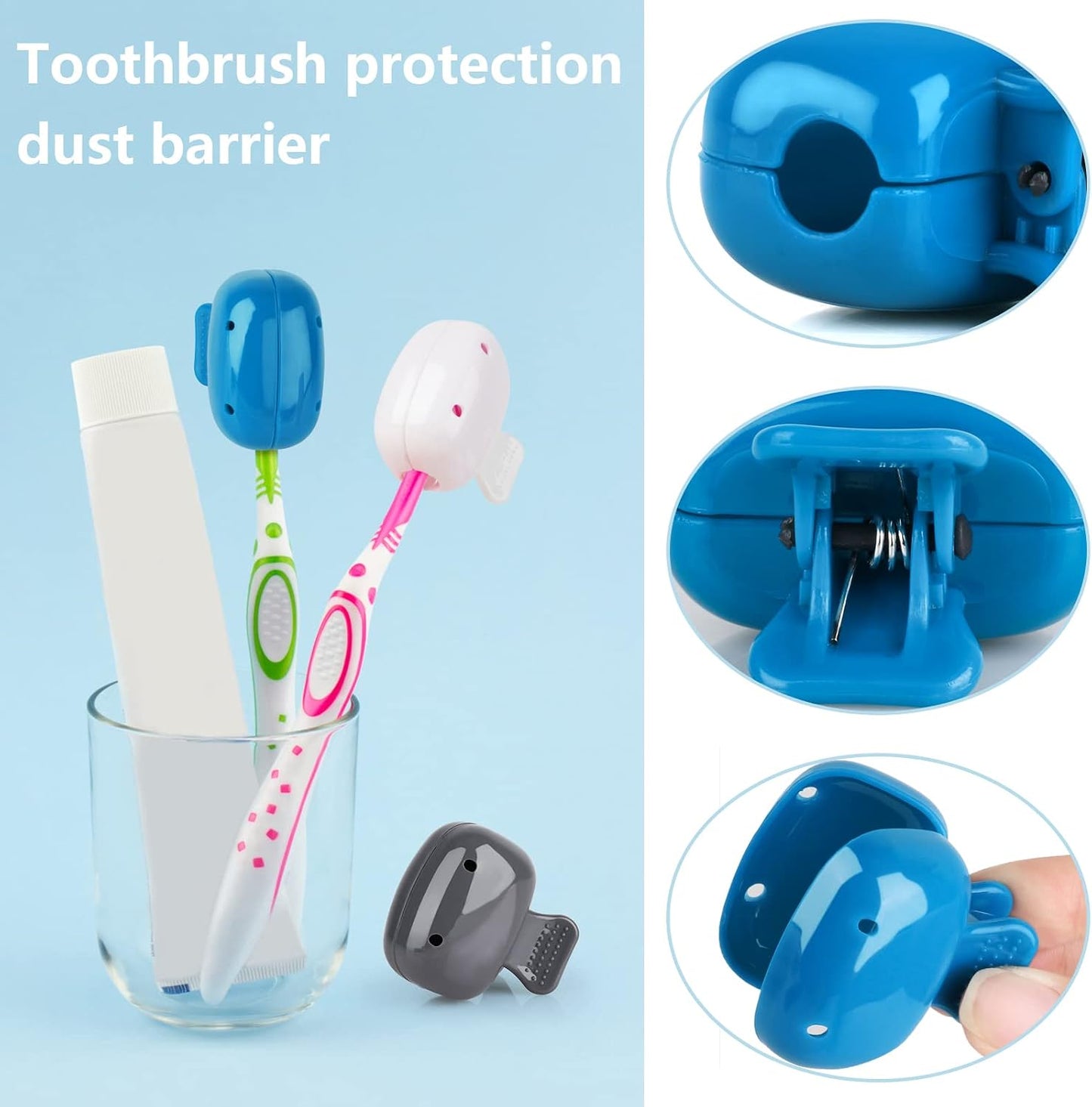6 Pack Toothbrush Covers Portable Toothbrush Coverings Clips for Protectors Tooth Brush Storage Head Cover Cap Tooth Brush Covers for Kids Bathroom Home Travel Tooth Brush Case