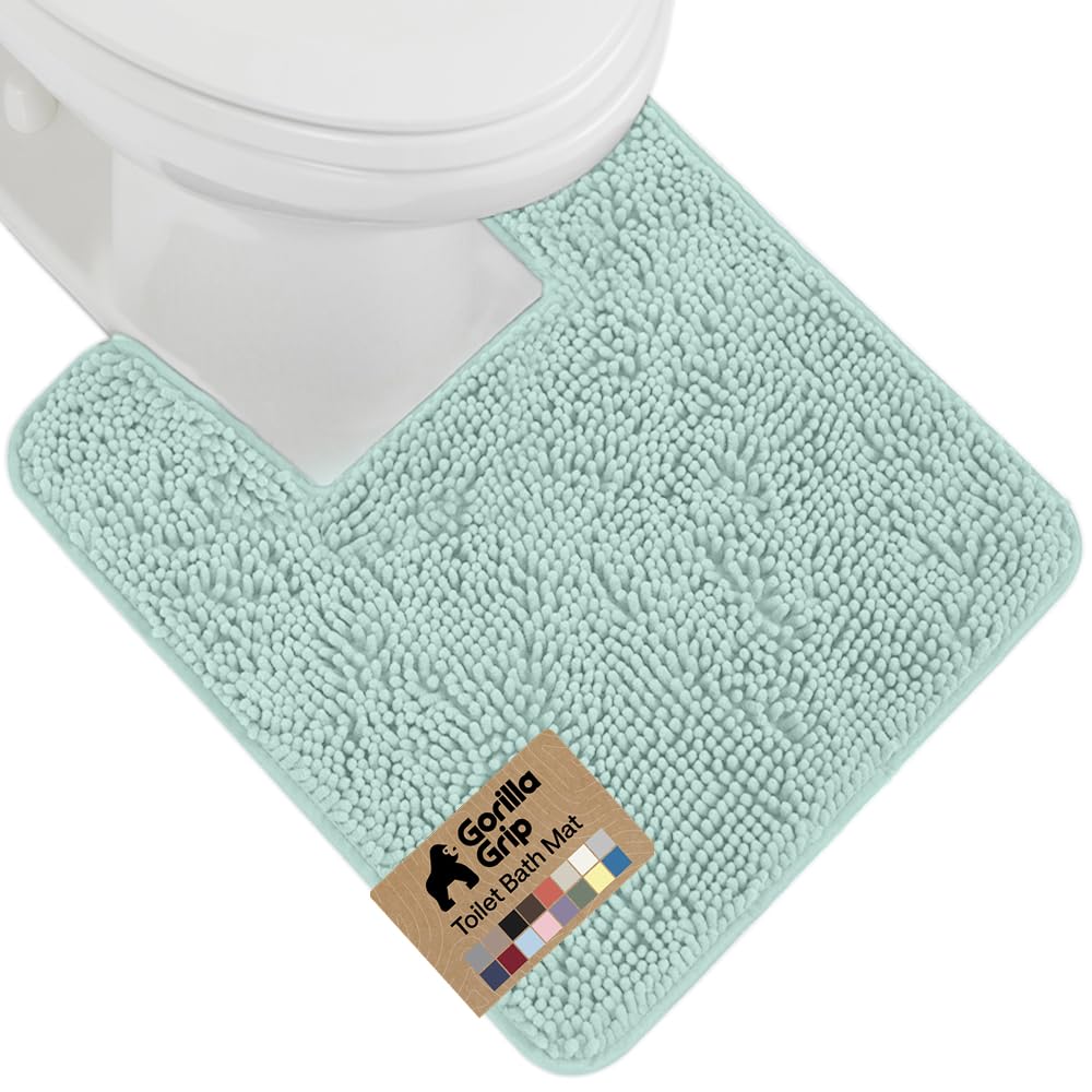 GORILLA GRIP Bath Rug Mat for Bathroom, Absorbent Chenille, 24x17 Gray | Soft Thick Quick Dry Microfiber Mats, Rubber Backing, Machine Washable Tub and Shower Floor Rugs, Home Decor Essentials