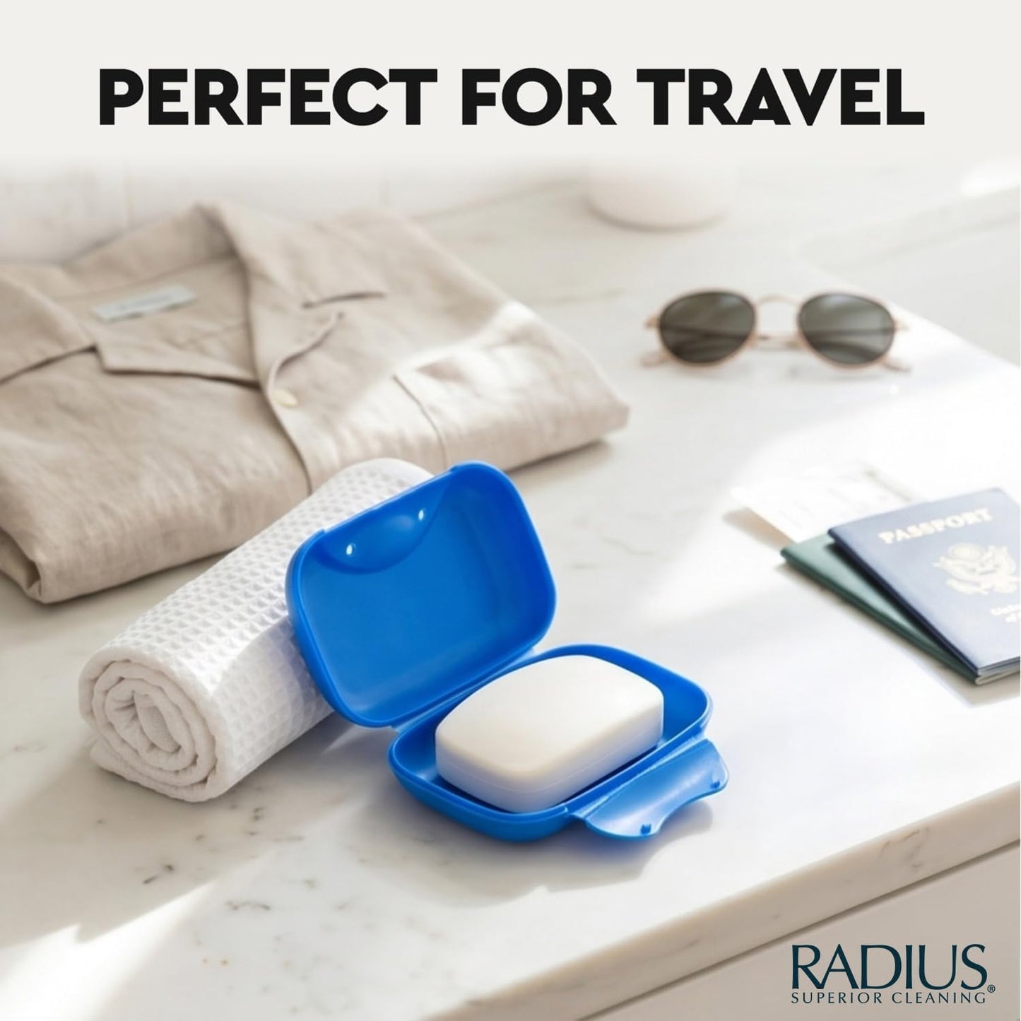 RADIUS Soap Travel Case, BPA-Free Recycled Plastic, Leakproof, Portable for Bathroom, Gym, Home, Camping - Lavender