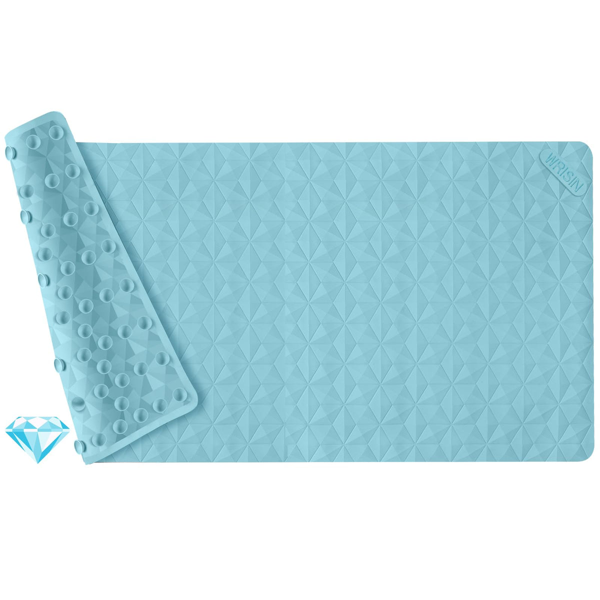 Non Slip Bathtub Mat for Bath Tub Shower - 241 Vacuum Suction Cups | 100% Natural Rubber - Unique Diamond Texture - Soft & Safe for Fatigue Relief - Machine Washable - 16 × 28 Inch