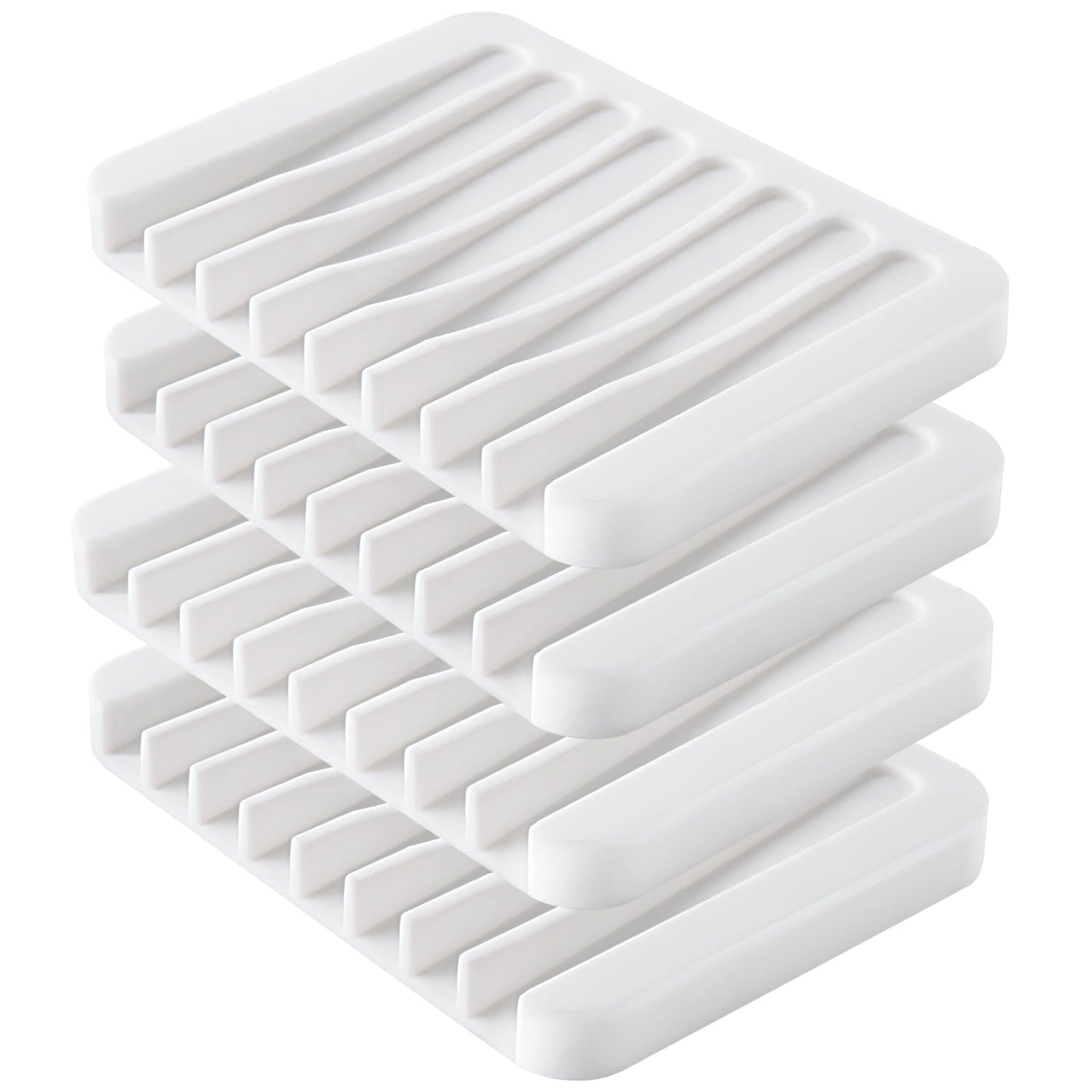 4PCS Self-Draining Silicone Bar Soap Dish and Holders for Shower | Easy Clean, Can Extend Soap Life, Premium Sponge Holder for Sink, Kitchen, Bathroom, or Counter, Soap Tray for Shower