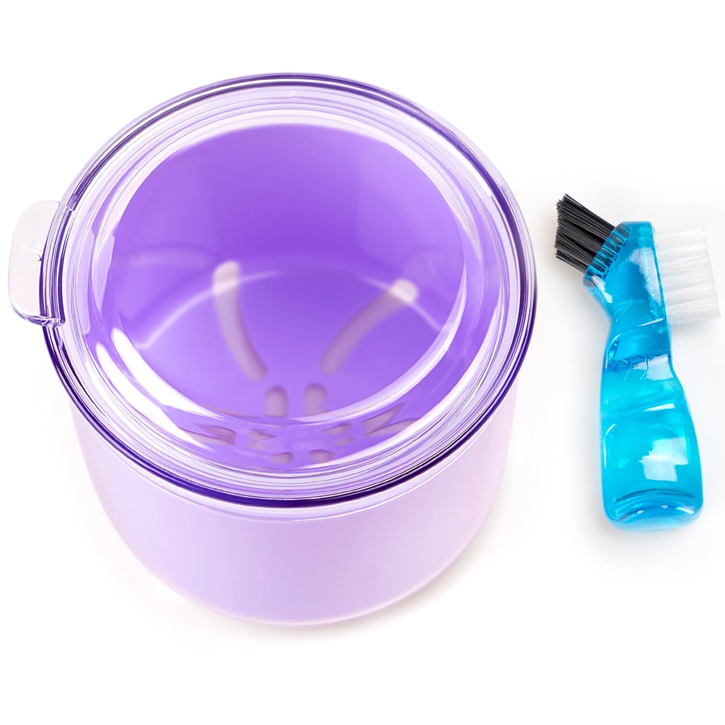 Denture Case with Strainer Basket & Brush, Denture Bath Cup for Full & Partial Dentures, Retainer & Mouth Guard Storage, Denture Soaking Container, Dental Bath Holder -Black