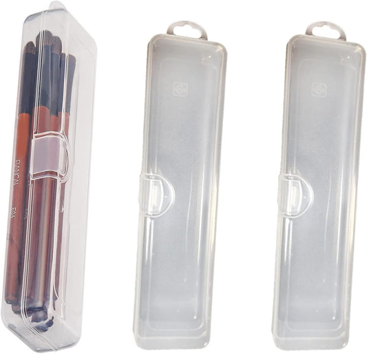 Portable Travel Cosmetic Brush Holder Dispenser Cutlery Storage Jar with Transparent Lid - Fixed Frame - Cotton Swab & Dental Floss Box - 3 pcs (8.4x1.9x1.2 in)