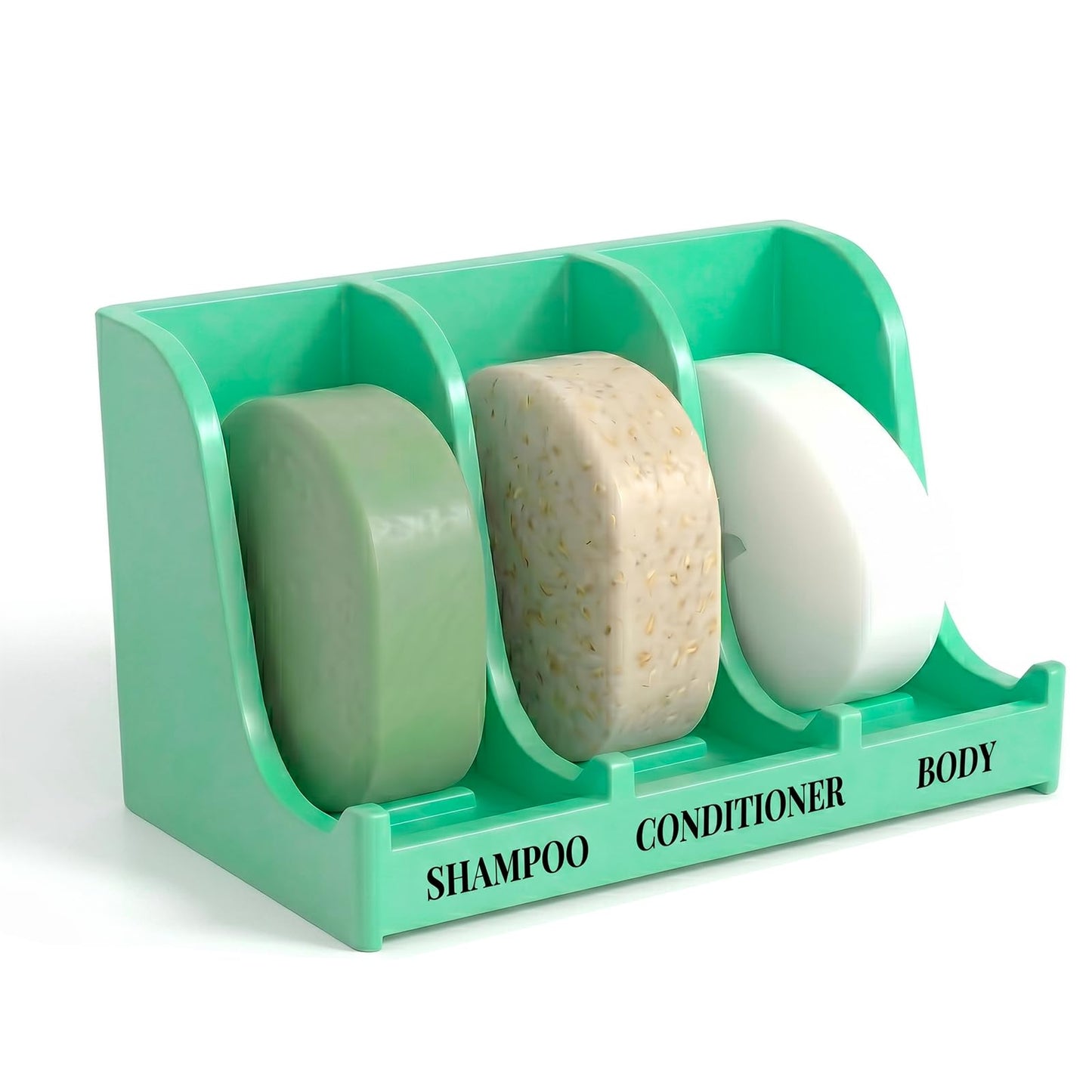 Soap Holder for Shower Wall, 3-Compartment Soap Dish [Patent Pending] | For Shampoo, Conditioner and Body Soap, Fast Draining & Rust-Proof, Strong Adhesive for Long-Term Bathroom Use & Freestanding
