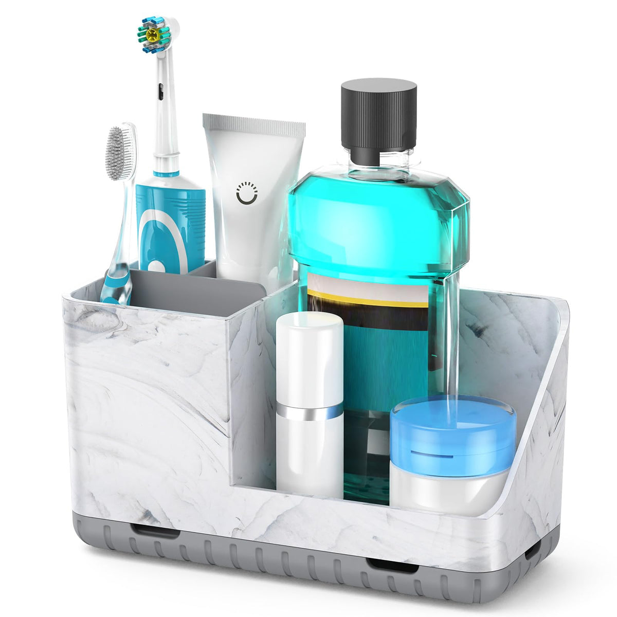 Toothbrush Holders for Bathroom Counter Organizer and Storage (White) | Easy To Clean, Drainage, Non-Slip, Detachable, Kids Electric Toothbrush and Toothpaste Holder for Bathroom