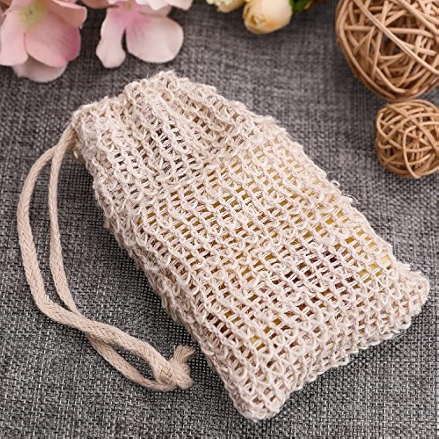 BBTO 5 Pieces Soap Saver Bag Cotton Linen Exfoliating Soap Pouch for Foaming and Drying, Shower, Scrubber(9 x 14 cm,Beige) | Soap Saver Bag, Soaps Exfoliating Pouch, Soaps Sock