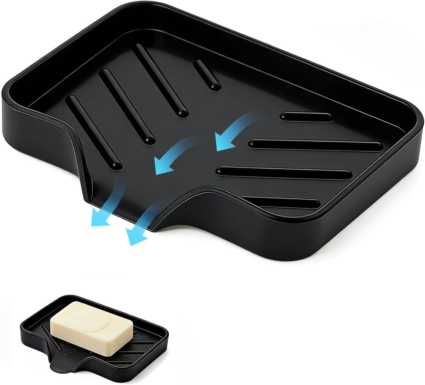 Soap Dish for Bathroom Soap Holder Tray for Shower Kitchen Sink Countertop Bar Soap Storage Container