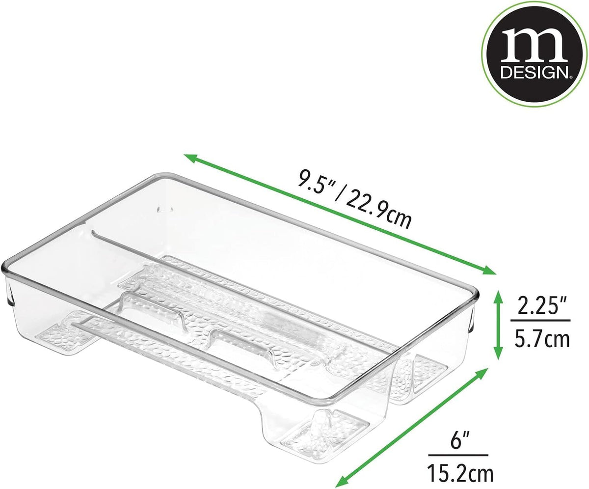 mDesign Plastic Toothbrush Holder, Storage Organizer Bin for Bathroom Vanity, Drawer, Cabinet, Closet - Holds Electric Spin Toothbrush, Toothpaste, Dental Floss Picks, Teeth Whitening Strips - Clear