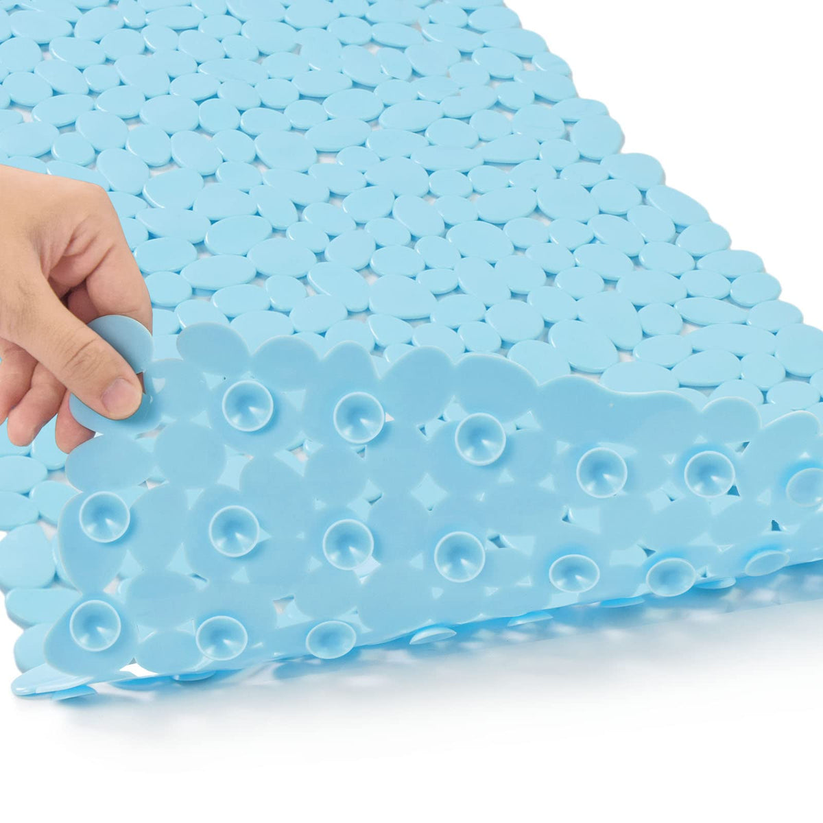 Pebble Bathtub Mat Non Slip 35" X 16" with Suction Cups,Black | (for Smooth/Non-Textured Tubs Only) Safe Shower Mat with Drain Holes for Bathroom