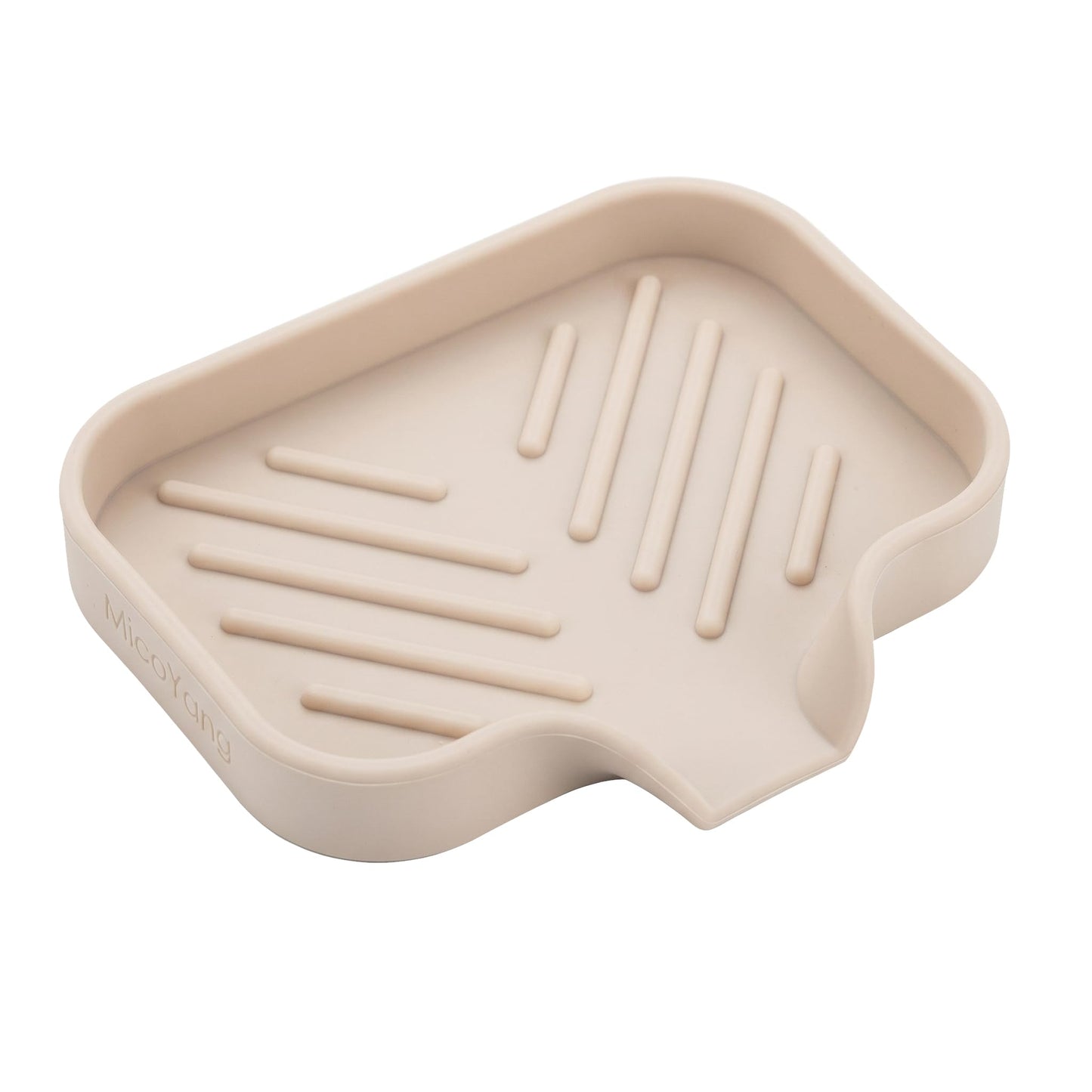 MicoYang Silicone Soap Dish with Drain Spout, Self-Draining Sink Organizer Tray for Bathroom and Kitchen, Sponges, Dispensers and Soap Holder, Non-Slip and Dishwasher Safe, Black (Compact, 4.9"×3.2")