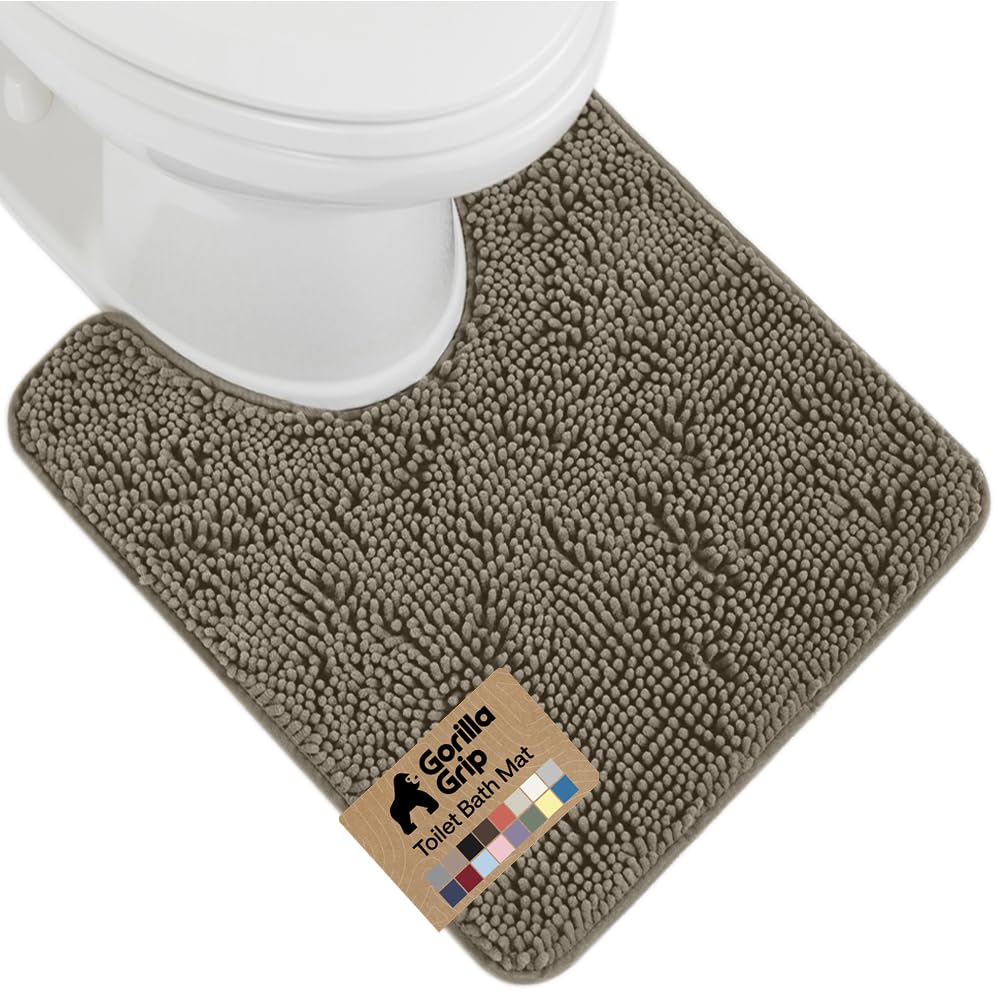 GORILLA GRIP Bath Rug Mat for Bathroom, Absorbent Chenille, 24x17 Gray | Soft Thick Quick Dry Microfiber Mats, Rubber Backing, Machine Washable Tub and Shower Floor Rugs, Home Decor Essentials