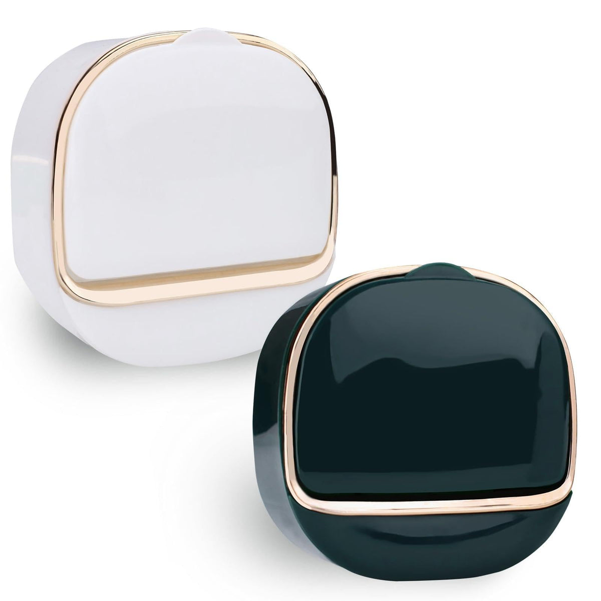 ASTIMESA 2 Packs Waterproof Wall-Mounted Soap Dishes Box, Adhesive Plastic Soap Holder with Drain Lid Tray for Bar Bathroom Shower Keep Dry Flip Self Draining White & Dark Blue