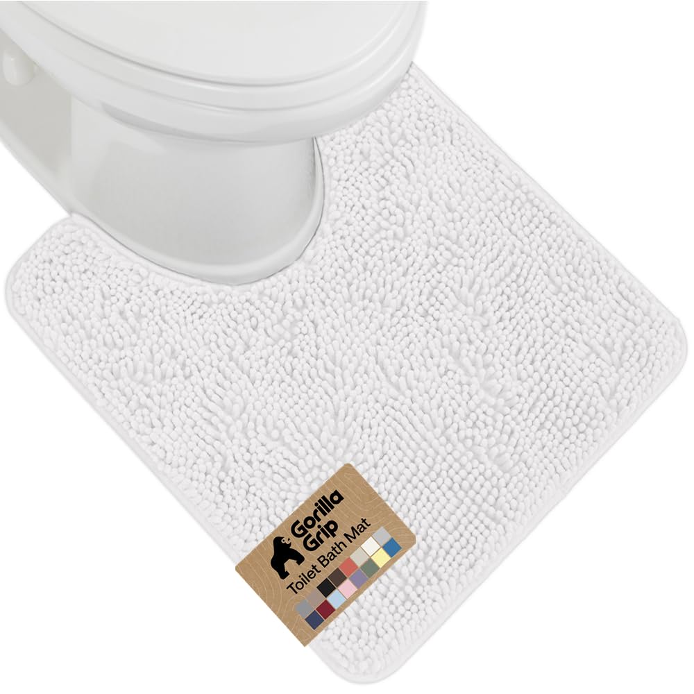 GORILLA GRIP Bath Rug Mat for Bathroom, Absorbent Chenille, 24x17 Gray | Soft Thick Quick Dry Microfiber Mats, Rubber Backing, Machine Washable Tub and Shower Floor Rugs, Home Decor Essentials