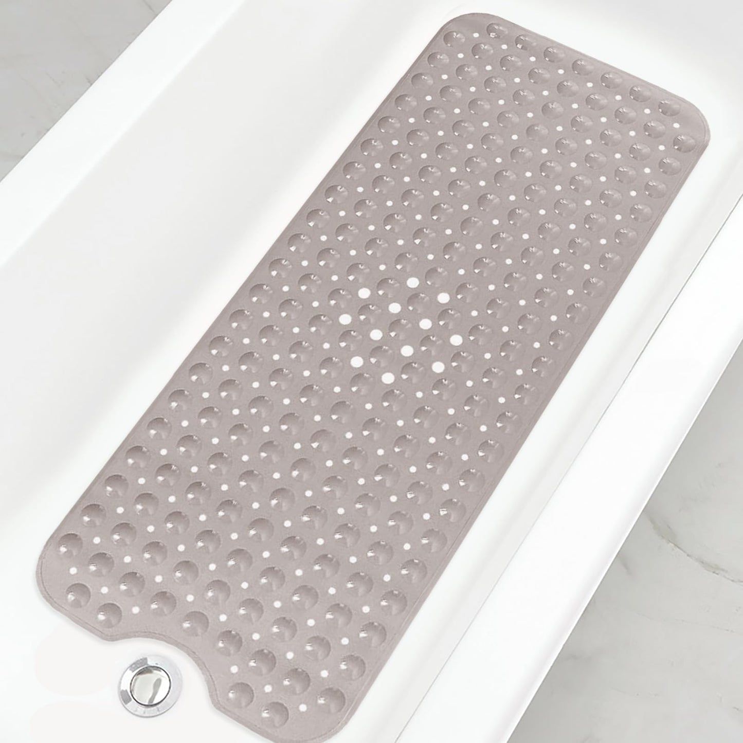 Extra Long Non-Slip Bathtub Shower Mat, 39 x 16 Inch Black Bath Mat | Built with Strong Suction Cups & Quick Drain Holes, Machine Washable Anti-Slip Mat for Bathroom Tub & Shower Floor