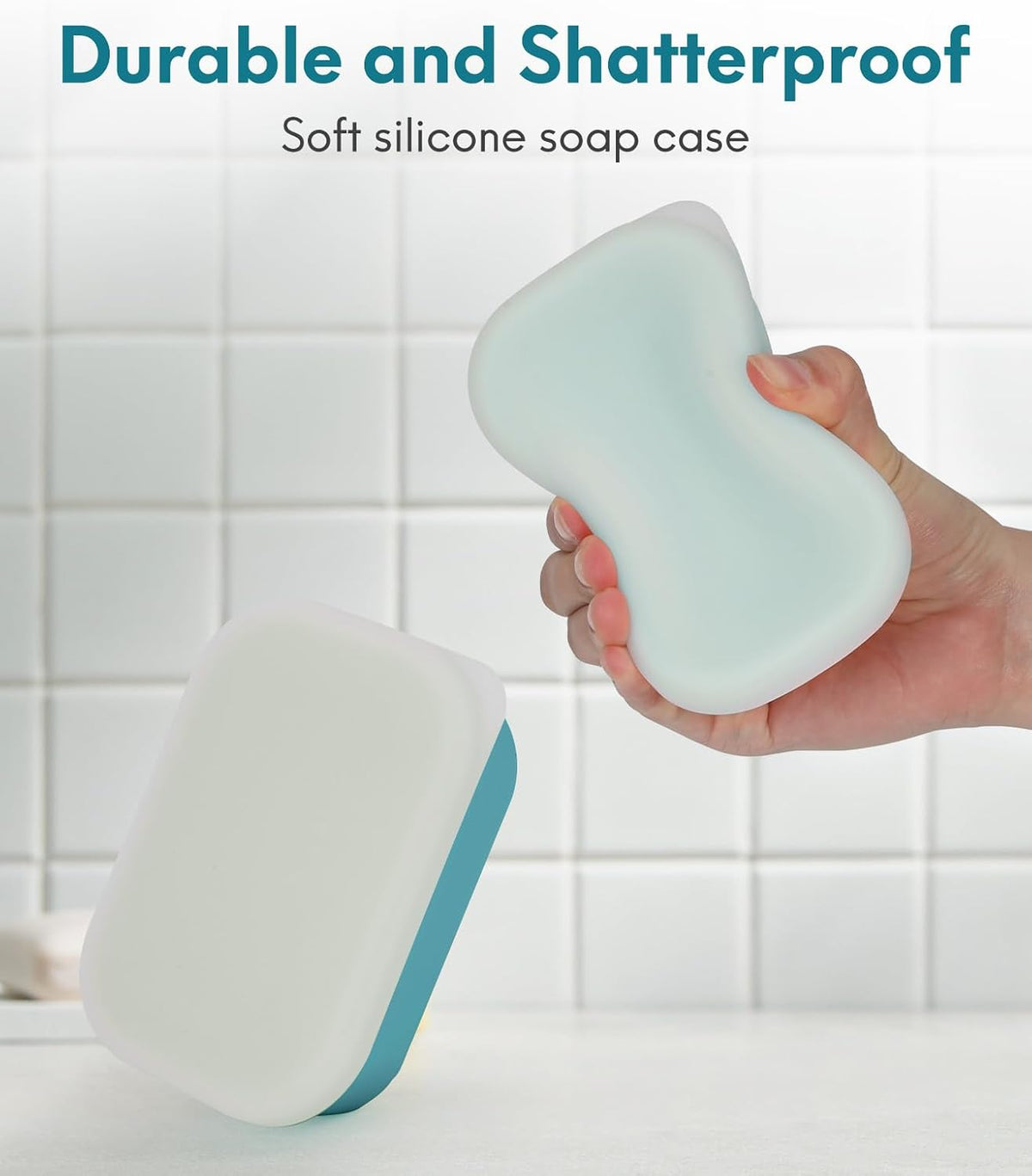 Quatish Compact Leakproof Travel Soap Case, Silicone Soap Box with Draining Layer, Enhanced Soap Container, Suitable for Camping, Gym, Bathroom, Outdoor Essentials, Bluegreen